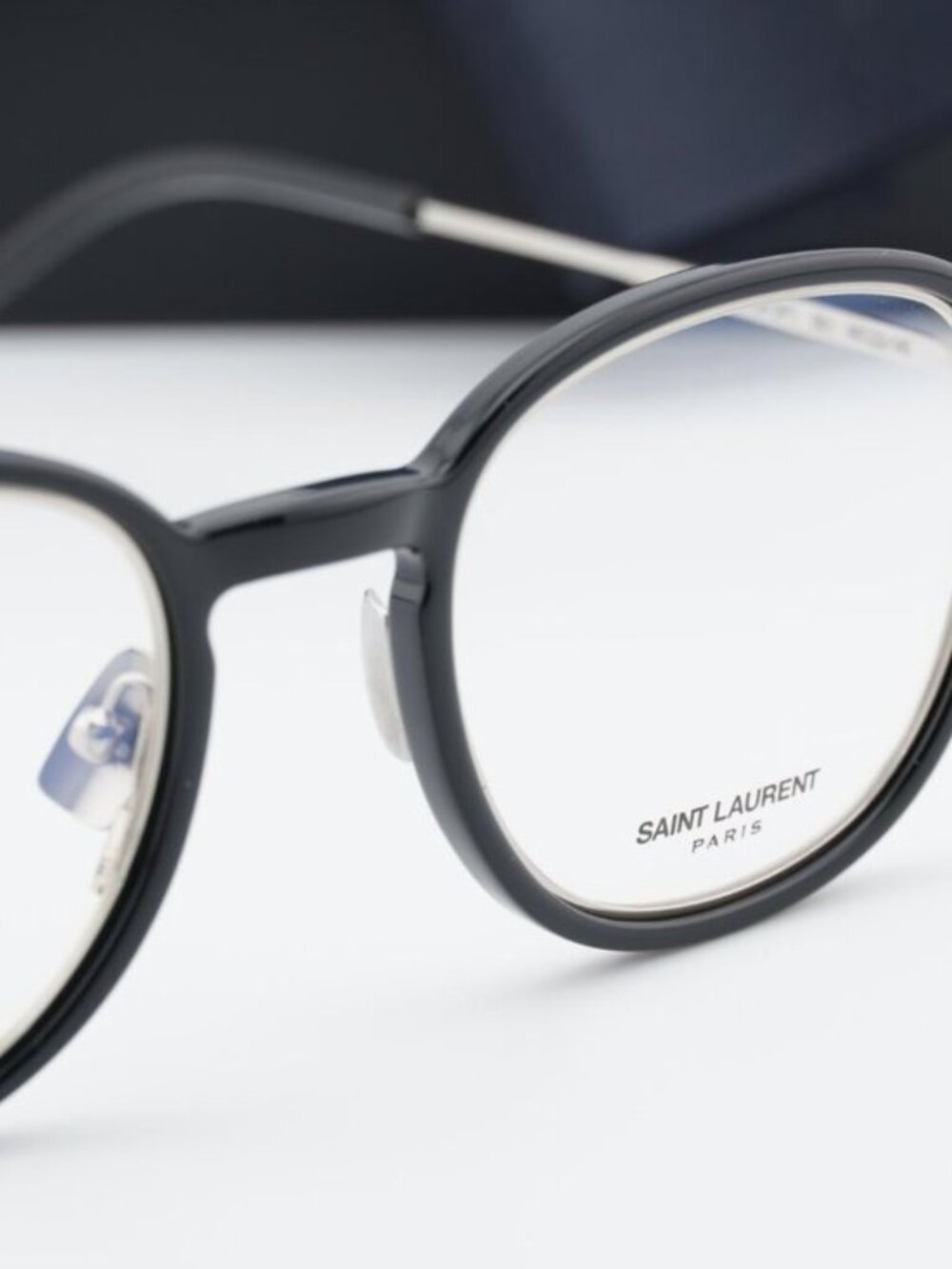 Saint Laurent SL436 OPT 001 Round Eyeglasses – Black/Silver 49mm - Picture 6 of 12